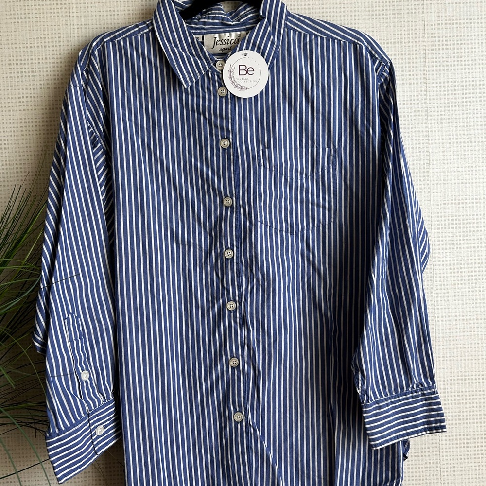 Jessica Navy and White Striped Men's Shirt